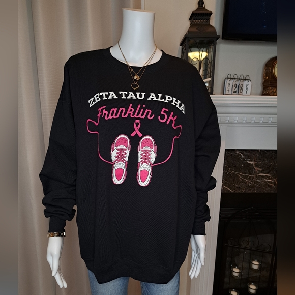 Hanes Tops - ZETA TAU ALPHA FRANKLIN 5K SWEATSHIRT, BLACK XL